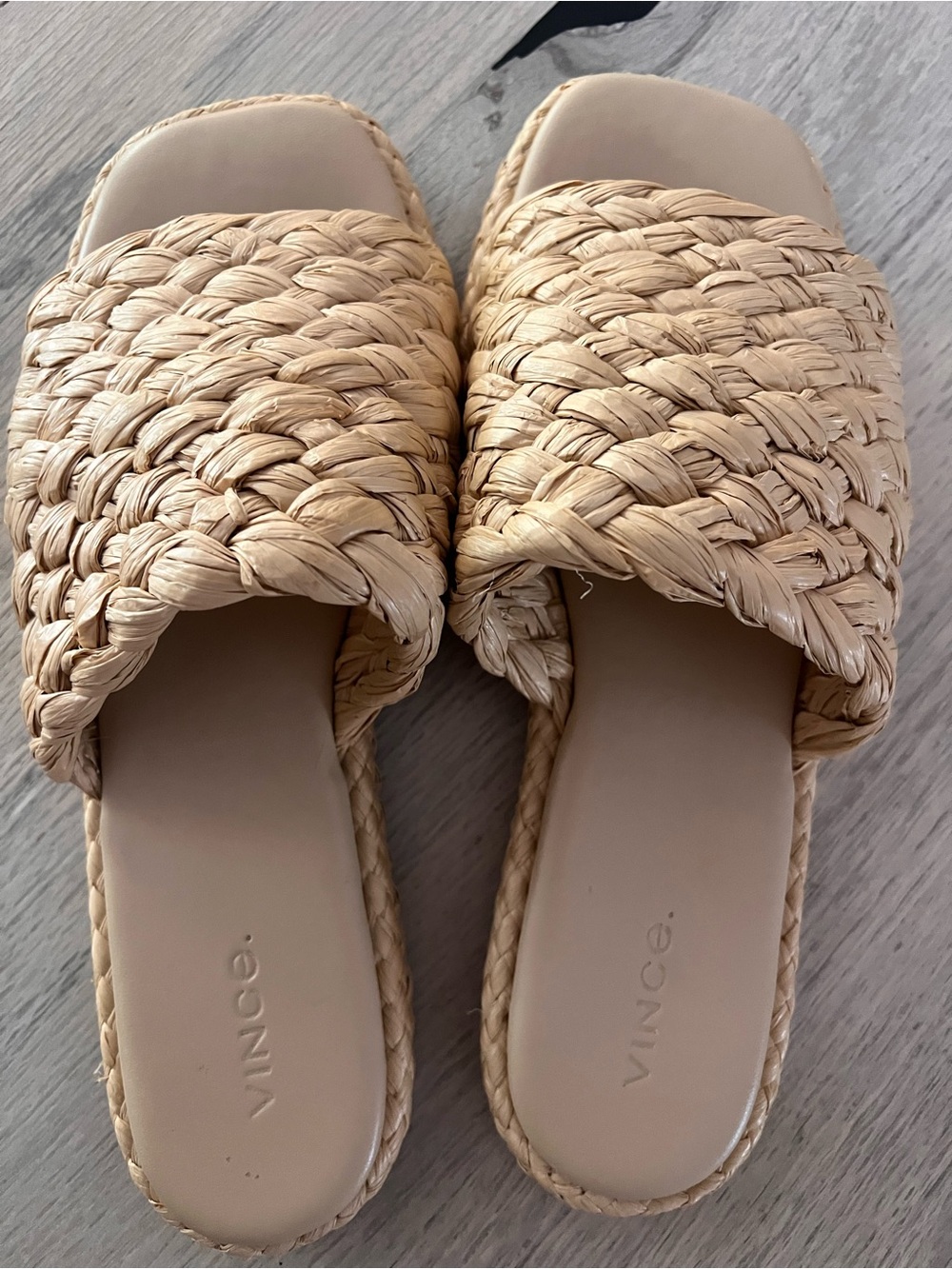 Vince Rumi Raffia Slide Sandals Woven Espadrille Tan Women’s 8.5